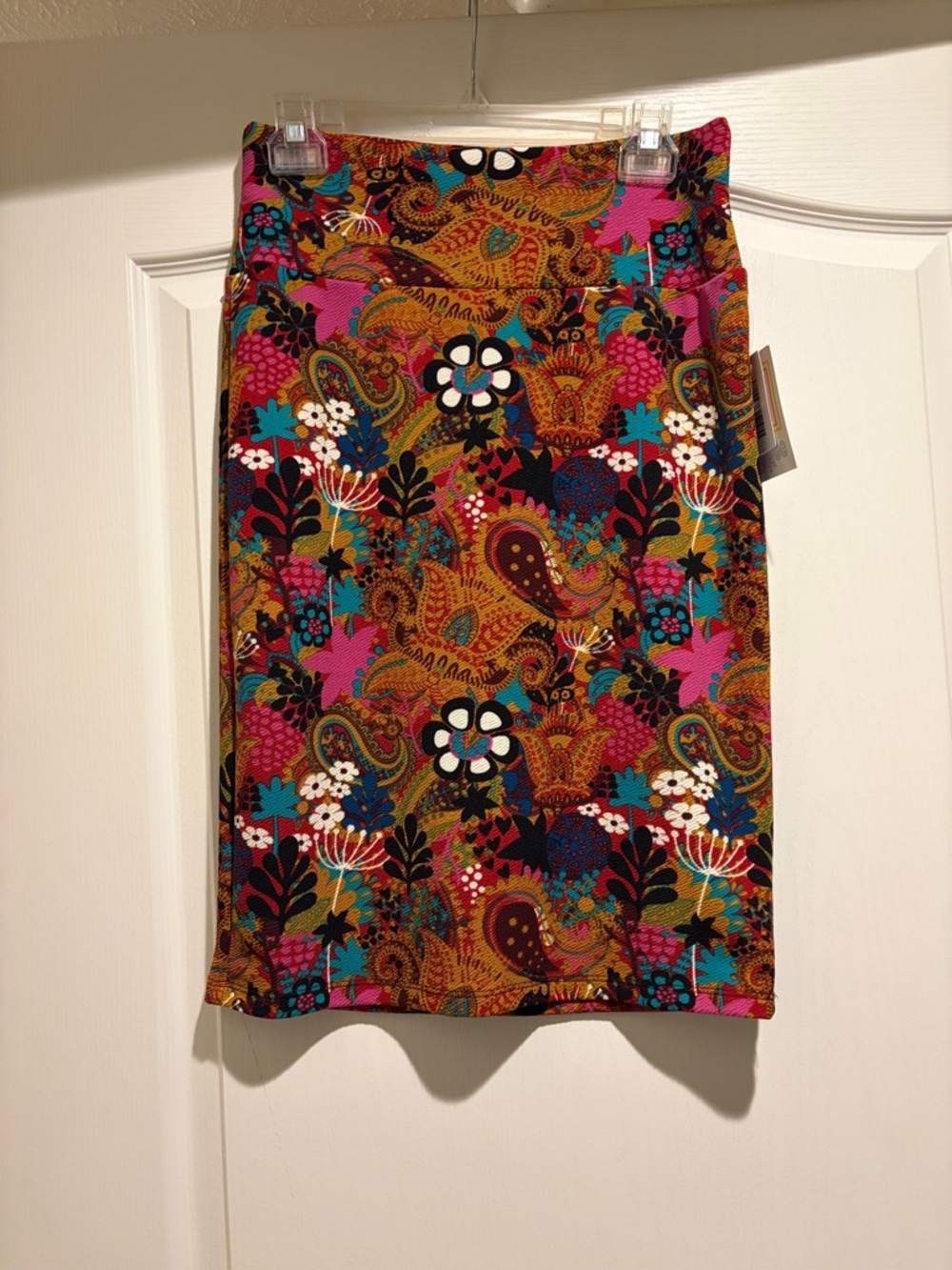 Vibrant Multi-Color Paisley Floral Pencil Skirt